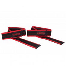 Ремни для тяги Grizzly Fitness 8610R-04 (пара, хлопок-неопрен, черный/красный)