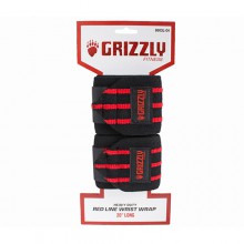 Ремни для запястья Grizzly Fitness 8663L-04 (пара, хлопок, черный-красный)