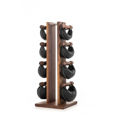 Набор гантелей с подставкой NOHrD Swing Turm, материал: орех, черная кожа, общий вес: 40 кг