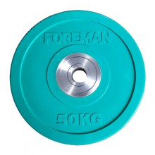 Диск бампированный обрезиненный цветной FOREMAN FM/BM-50KG-GN, вес: 50 кг