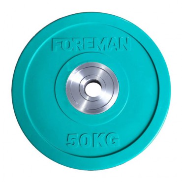 Диск бампированный обрезиненный цветной FOREMAN FM/BM-50KG-GN, вес: 50 кг