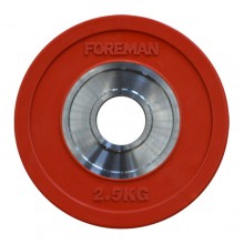 Диск бампированный обрезиненный цветной FOREMAN FM/BM-2,5KG-RD, вес: 2,5 кг