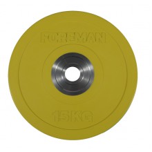 Диск бампированный обрезиненный цветной FOREMAN FM/BM-15KG-YL, вес: 15 кг