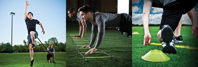 Оборудование для функционального тренинга: амортизаторы, координационные и скоростные лестницы, конусы